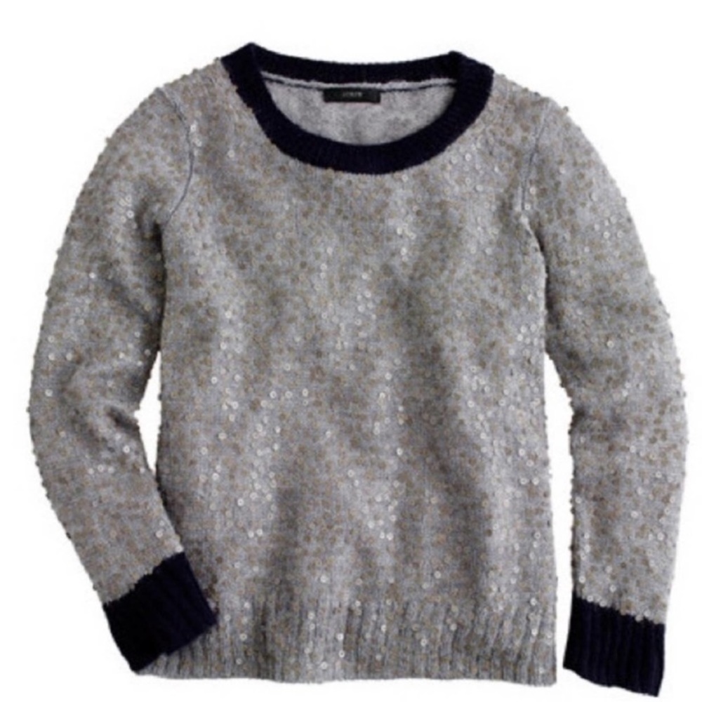 J. Crew Scattered Sequin Sweater in Gray Mohair Blend Size XS